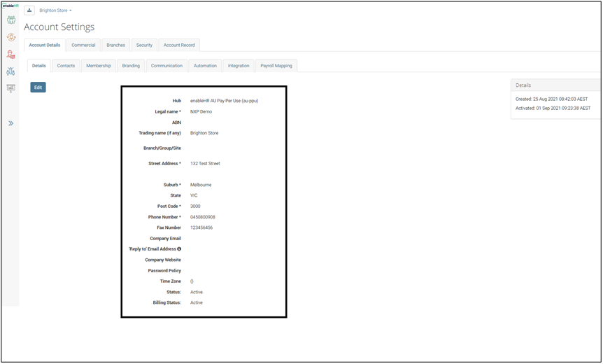 Account Details