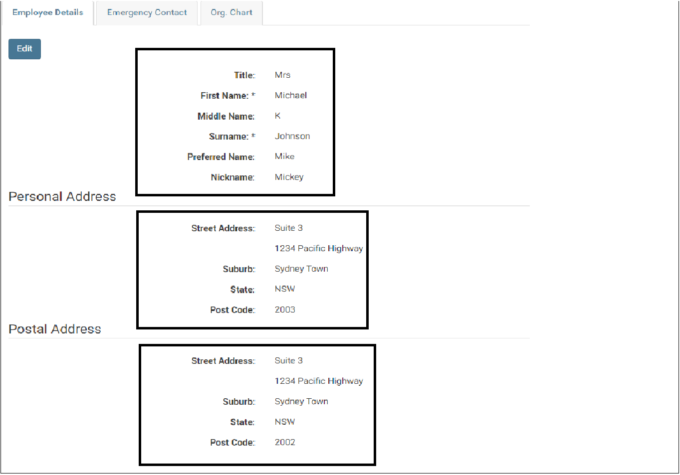 enableHR Employee Details