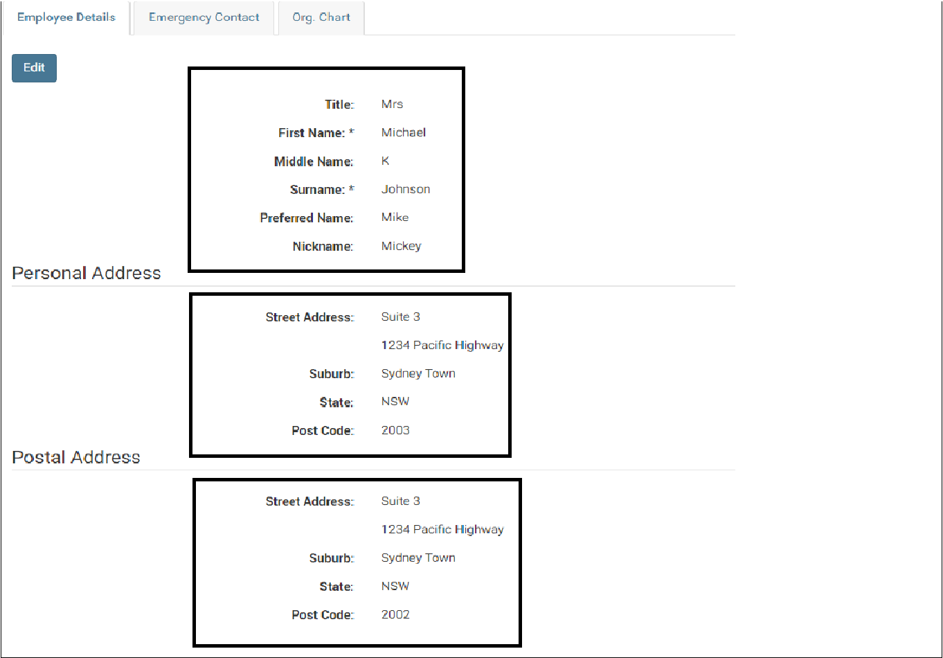 enableHR Employee Details